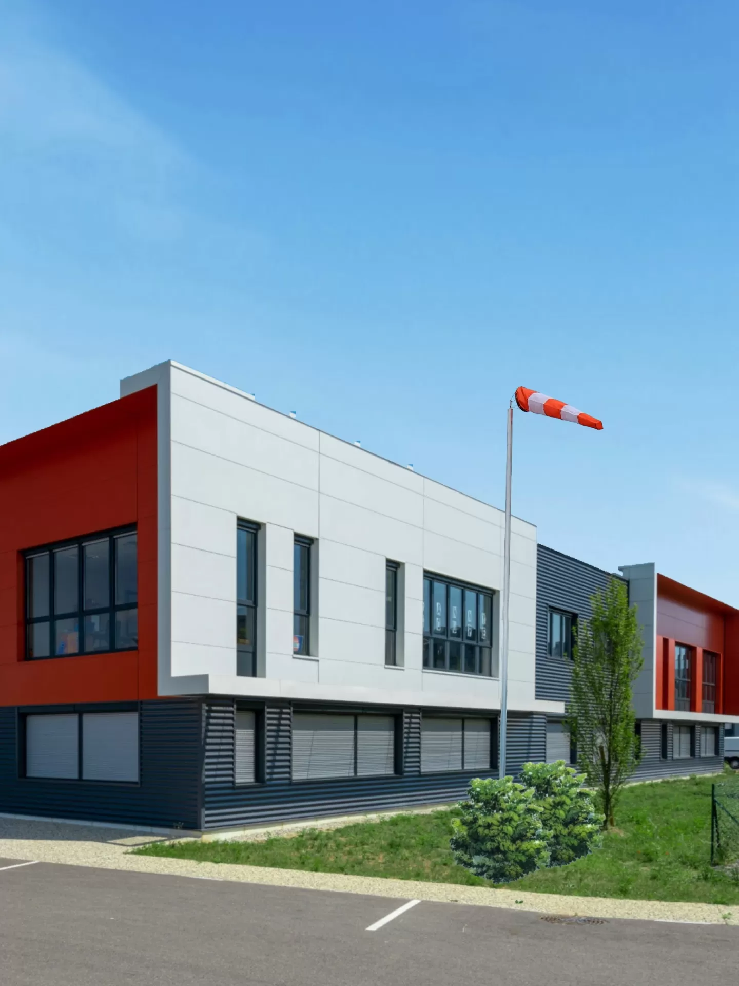 Support manche à vent, Manche à vent, Orange/Blanc, Mât de drapeau, MA-30-5, Tecnima VL